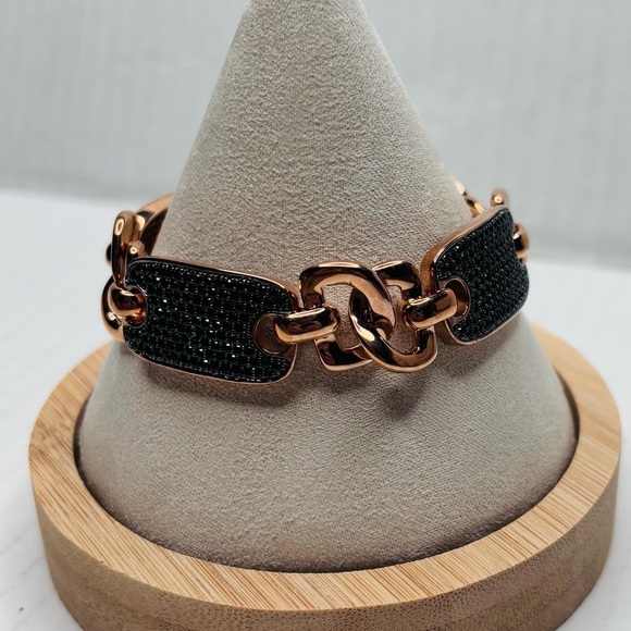 BRONZO ITALIA Rose Gold Color Bronze Black Spinel Bracelet - Picture 2 of 9